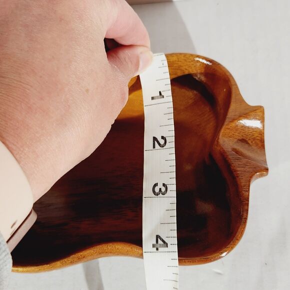 Monkey Pod Hawaiian Wood Lot of 2 Divided Serving Dish Flower Bowl Hand Carved - Picture 6 of 11